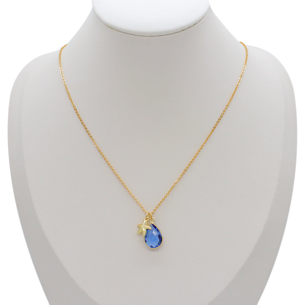 Handmade Customizable Glass Crystal Pendant Necklace Brass Gold Plated Necklace