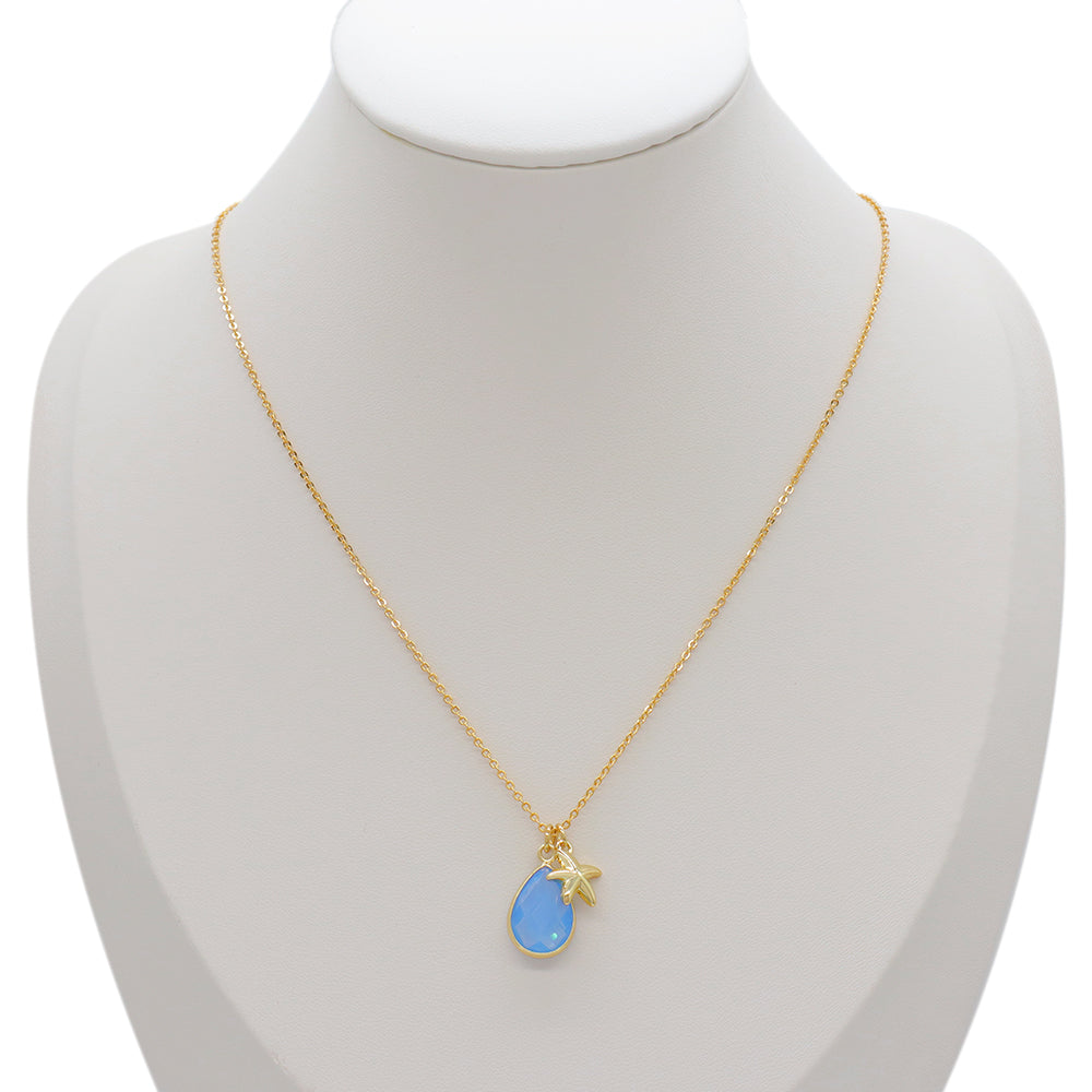 Handmade Customizable Glass Crystal Pendant Necklace Brass Gold Plated Necklace