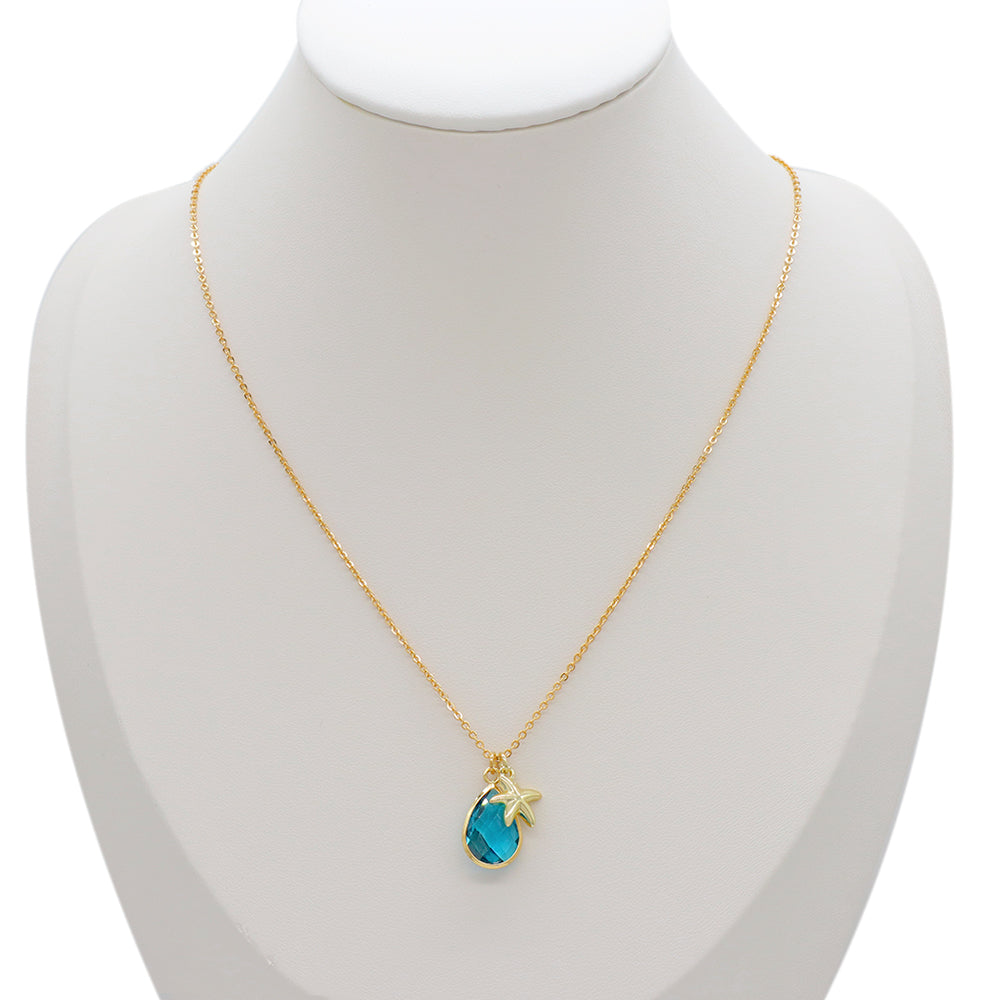 Handmade Customizable Glass Crystal Pendant Necklace Brass Gold Plated Necklace