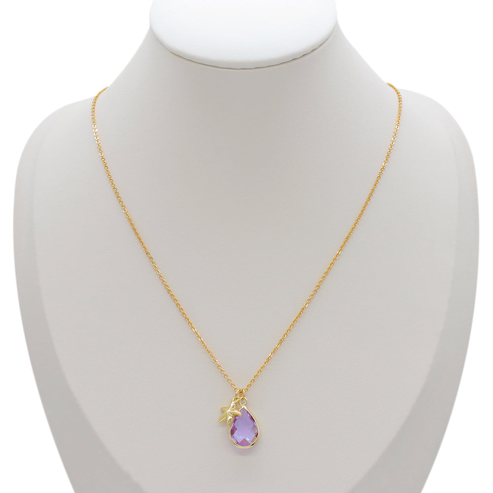 Handmade Customizable Glass Crystal Pendant Necklace Brass Gold Plated Necklace