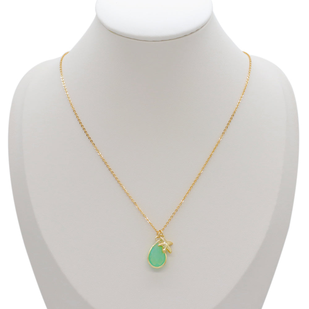 Handmade Customizable Glass Crystal Pendant Necklace Brass Gold Plated Necklace