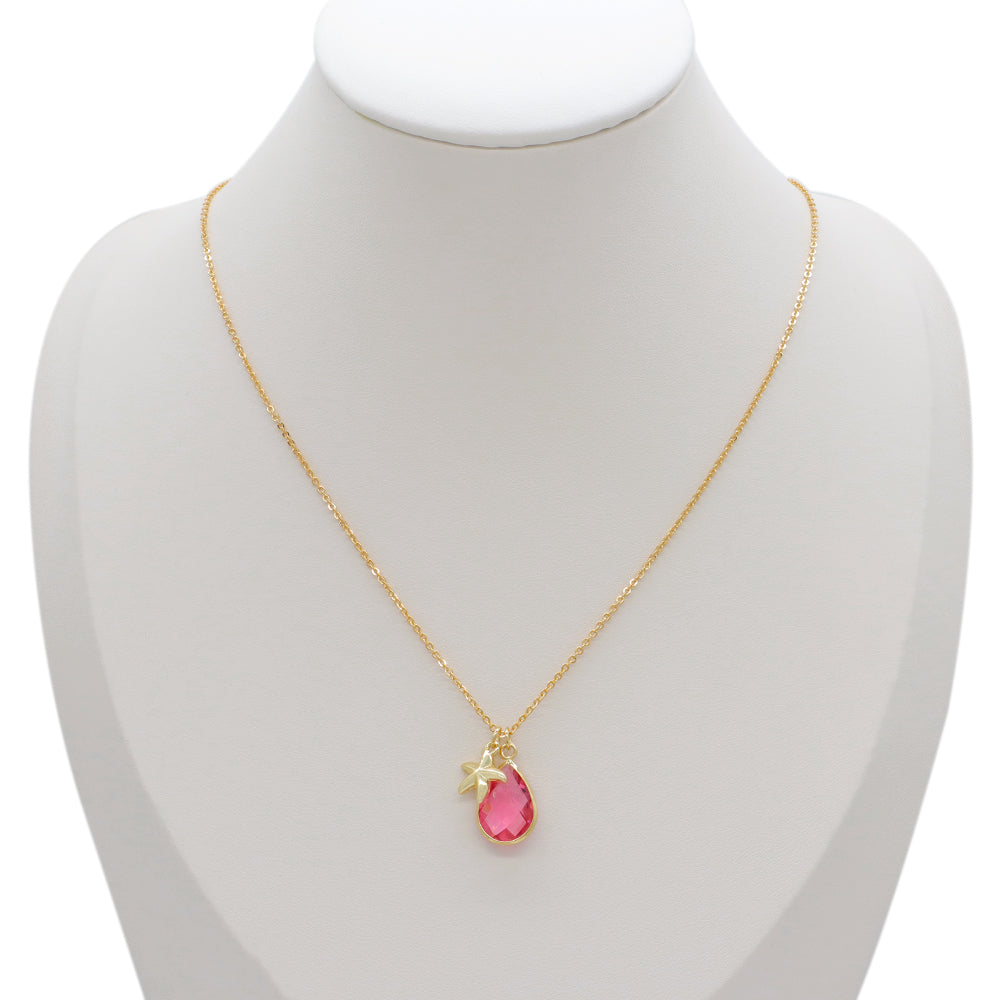 Handmade Customizable Glass Crystal Pendant Necklace Brass Gold Plated Necklace
