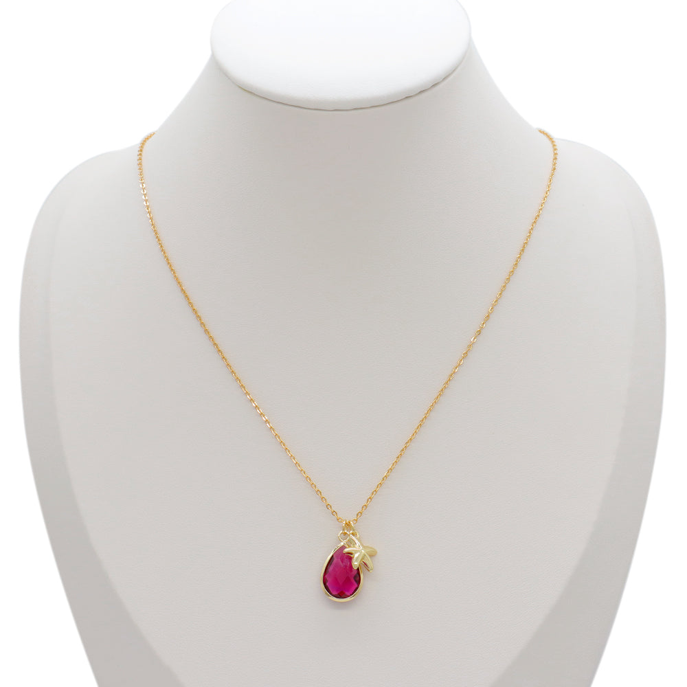Handmade Customizable Glass Crystal Pendant Necklace Brass Gold Plated Necklace