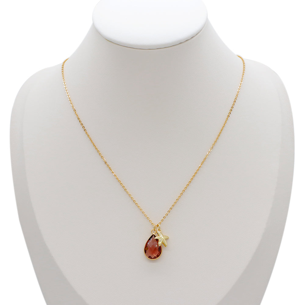 Handmade Customizable Glass Crystal Pendant Necklace Brass Gold Plated Necklace