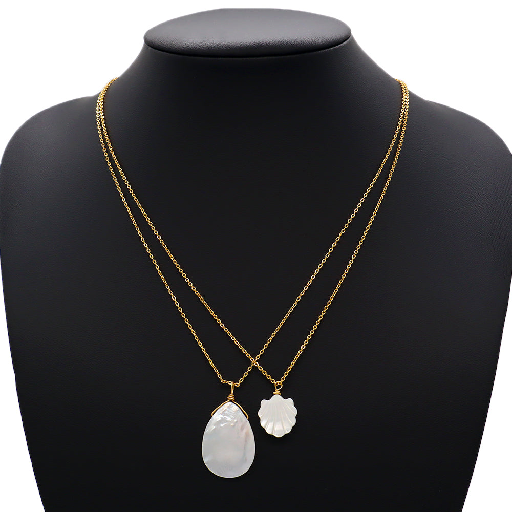 Handmade Custom Brass With Shell Pendant Necklace (with chain) Gold Plated Necklace