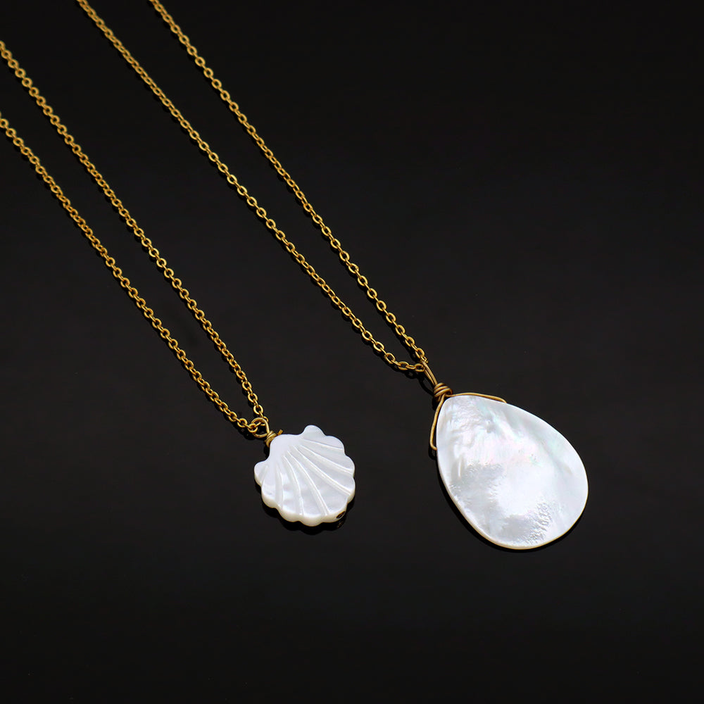 Handmade Custom Brass With Shell Pendant Necklace (with chain) Gold Plated Necklace