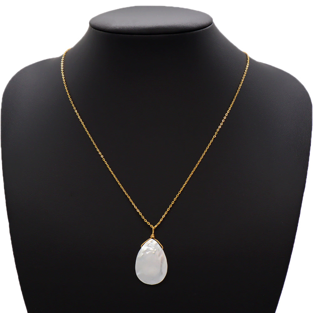 Handmade Custom Brass With Shell Pendant Necklace (with chain) Gold Plated Necklace