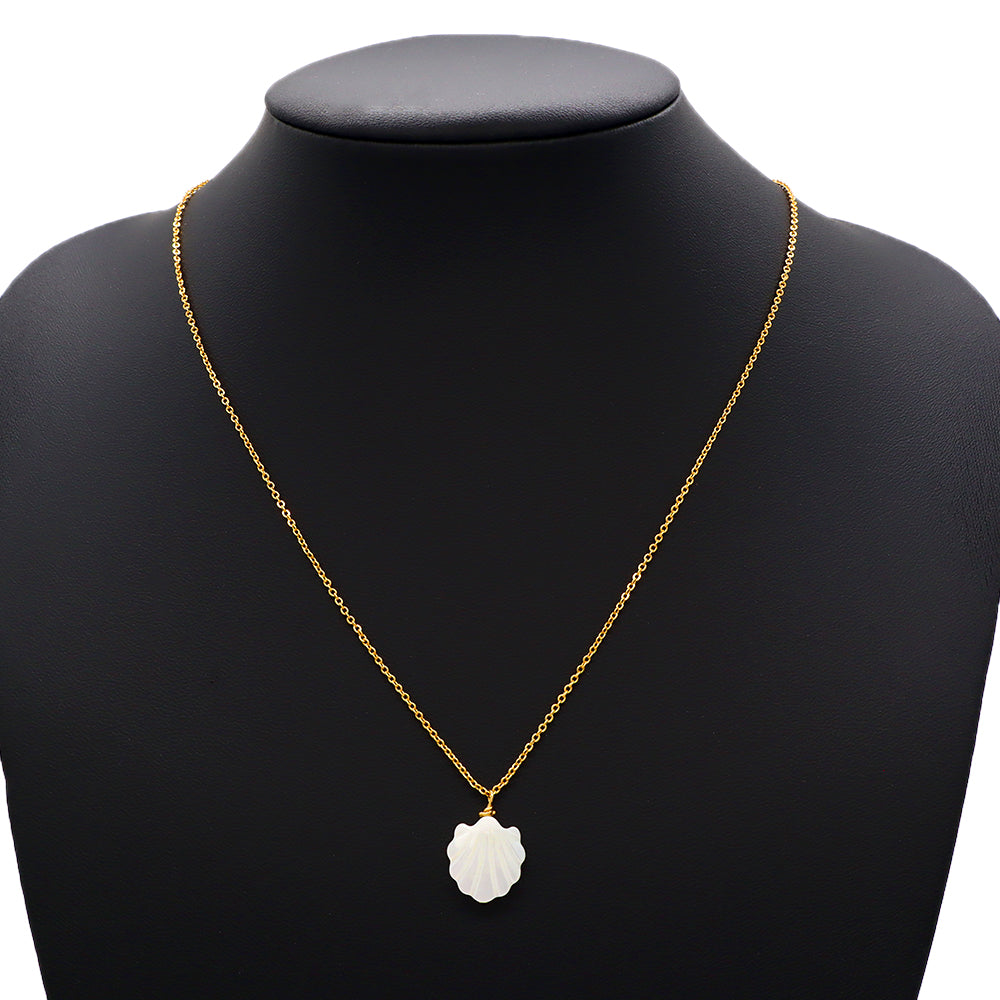 Handmade Custom Brass With Shell Pendant Necklace (with chain) Gold Plated Necklace