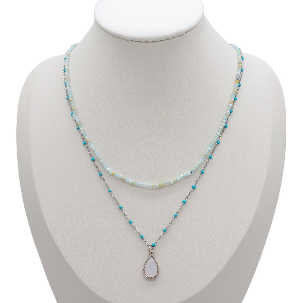 Handmade Custom Natural Stone Double Layer Necklace