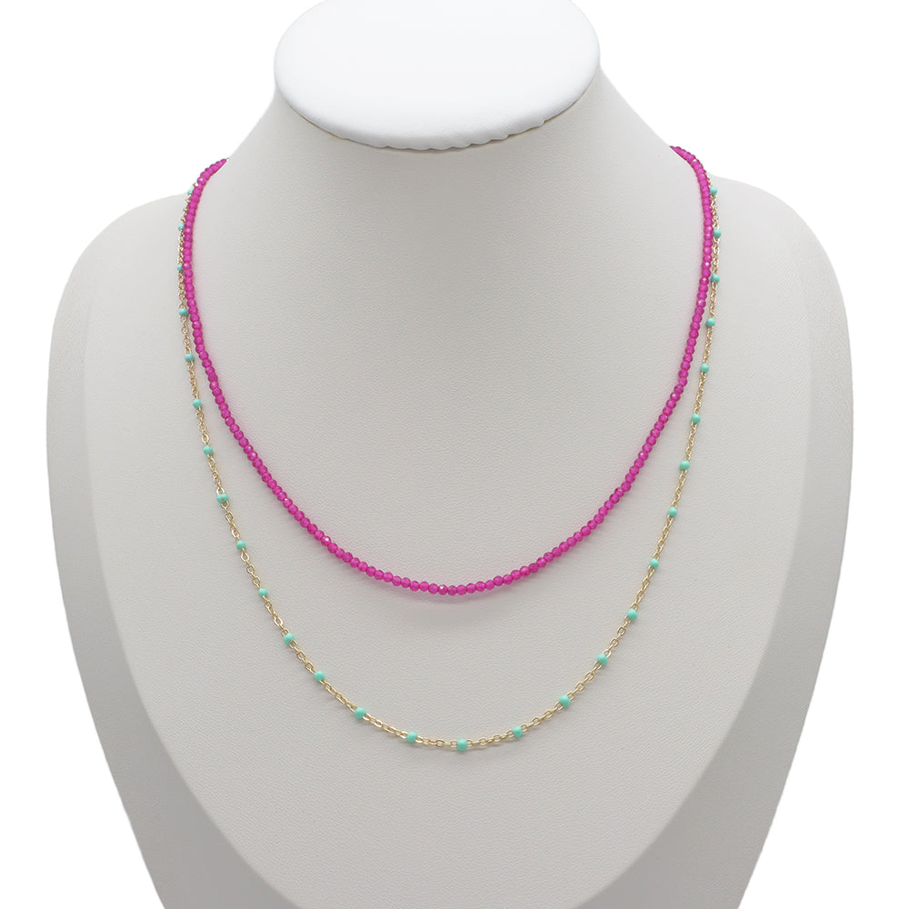 Handmade Custom Natural Stone Double Layer Necklace