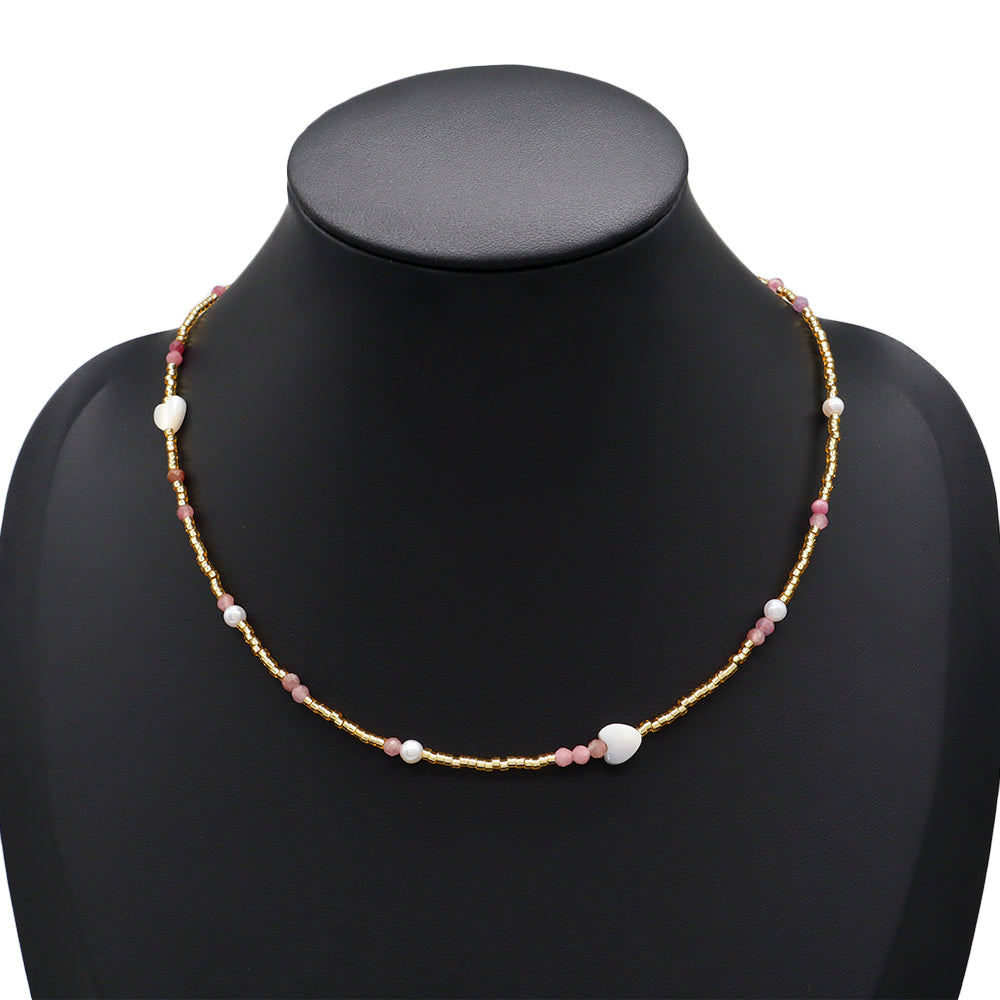 Handmade Customizable Miyuki Beads Necklace With Natural Stone Beads Fresh Water Pearl