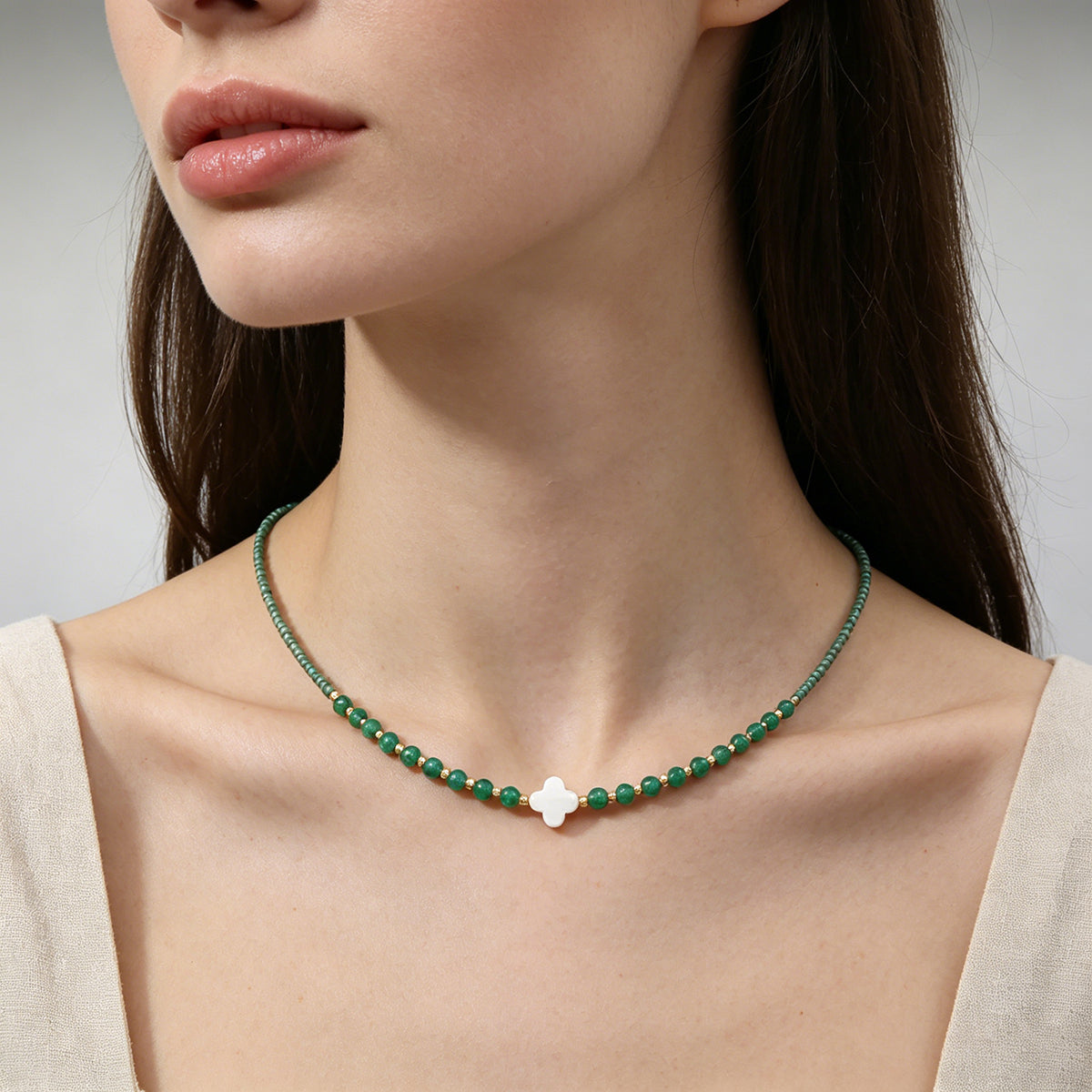 Handmade Customizable Miyuki Beads Nacklace With Natural Stone Beads Brass Beads