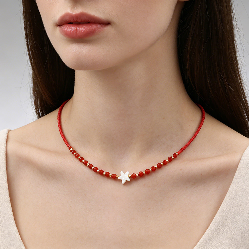 Handmade Customizable Miyuki Beads Nacklace With Natural Stone Beads Brass Beads