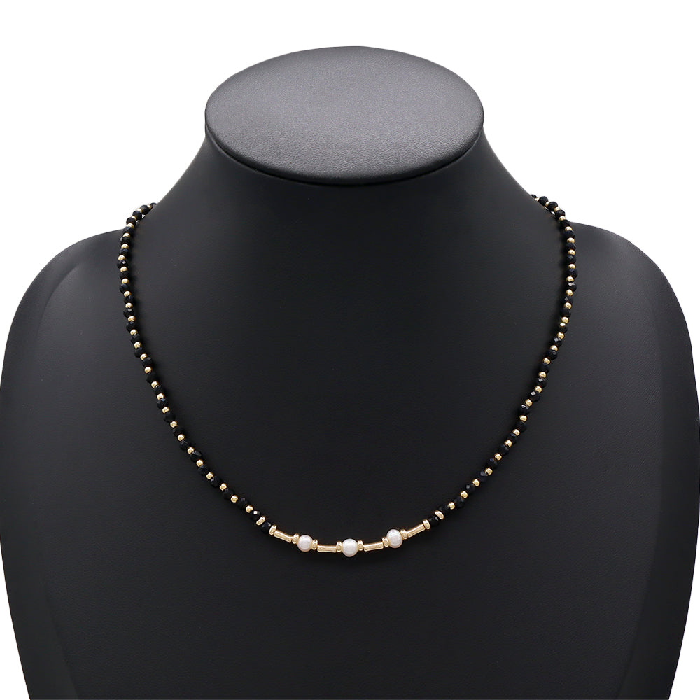 Handmade Customizable Natural Stone Beads Necklace With Fresh Water Pearl