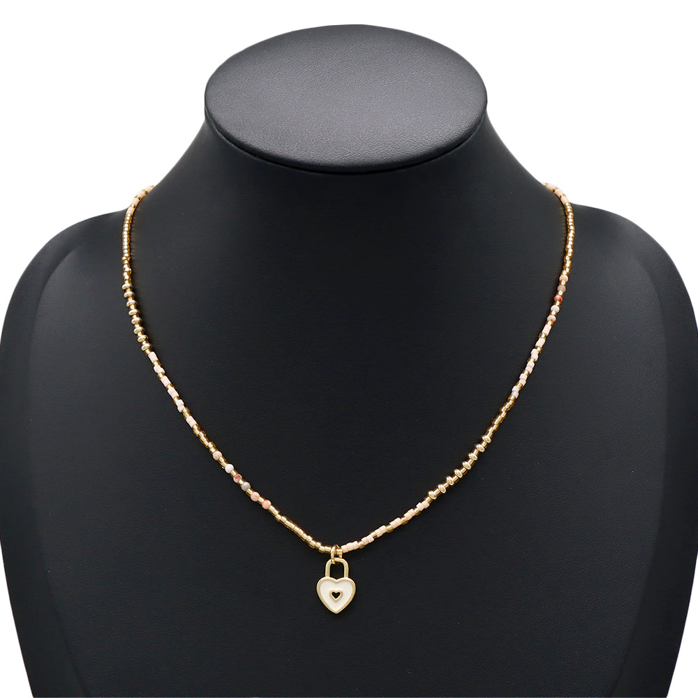 Handmade Customizable Miyuki Beads Necklace With Enamel Pendant