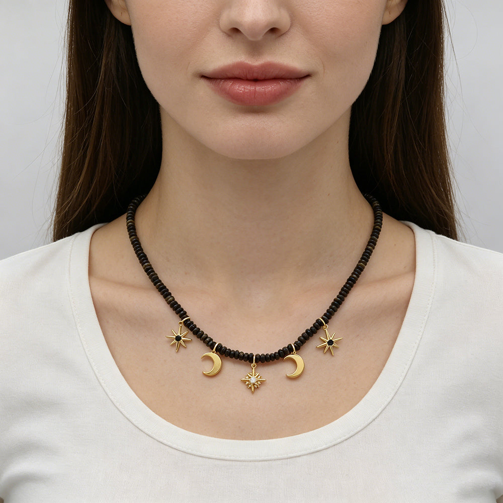 Handmade Customizable 4mm Natural Obsidian Beads Orange Aventurine Beads Necklace With Brass Pendant