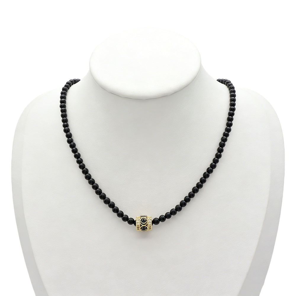 Handmade Customizable Natural Stone Beads Necklace With Enamel Pendant