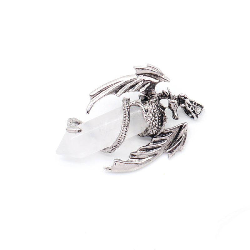 Wholesale Custom Natural Crystal Healing Energy Stone Dragon Charm Jewelry Hexagonal Natural Stone Dragon Pendant For Men Women
