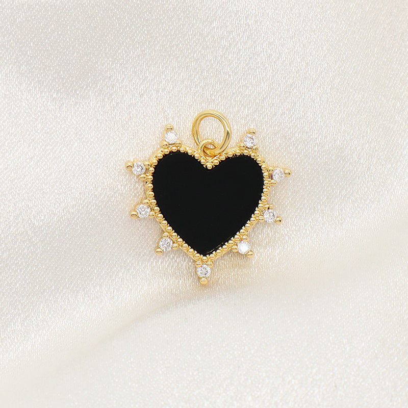 Manufacture Heart Shape Charm Pendant Jewelry DIY Various Color Custom CZ Gold Plated Natural Stone Heart Pendant For Necklace