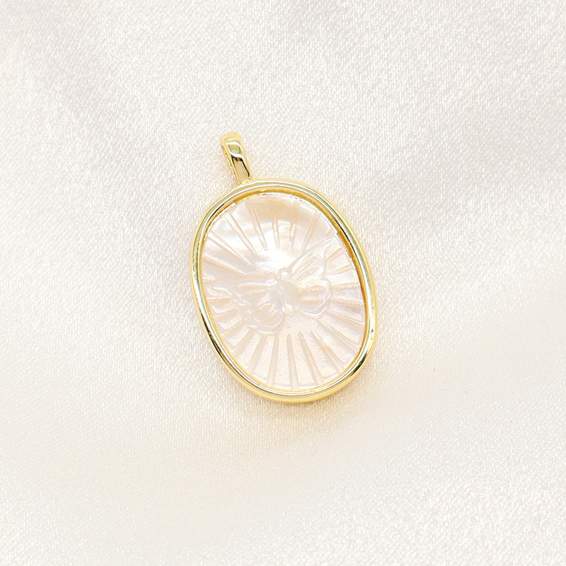 Wholesale Customized DIY Jewelry Sun Eyes Butterfly Charm Pendant Gold Plated Natural Shell Butterfly Eyes Pendant For Necklace