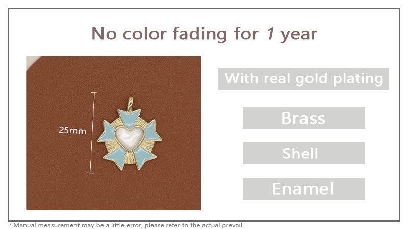Shell Heart Shape Charm Pendant Jewelry DIY Custom Women Wholesale Gold Plated Blue Enamel Natural Shell Heart Necklace Pendant