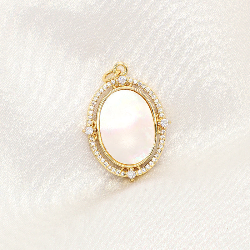 Good Quality Oval Star Charm Pendant Jewelry Wholesale Customized DIY CZ Gold Plated Natural Shell Star Pendant For Necklace