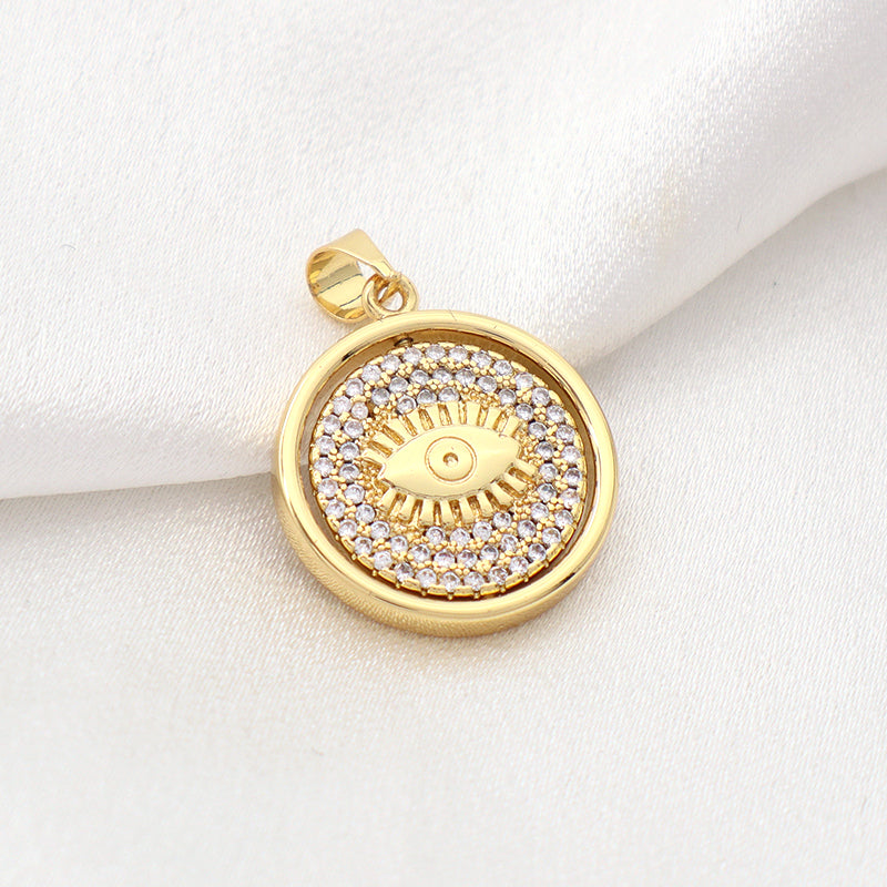 Factory Wholesale Custom Cross Charm Pendant Jewelry Micro Pave CZ Gold Plated Heart Evil Eyes Cross Necklace Pendant For Women