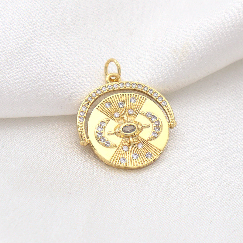 Hot Selling Factory Wholesale Custom Shinning Sun Charm Pendant Jewelry CZ Gold Plated Moon Sun Necklace Pendant For Women