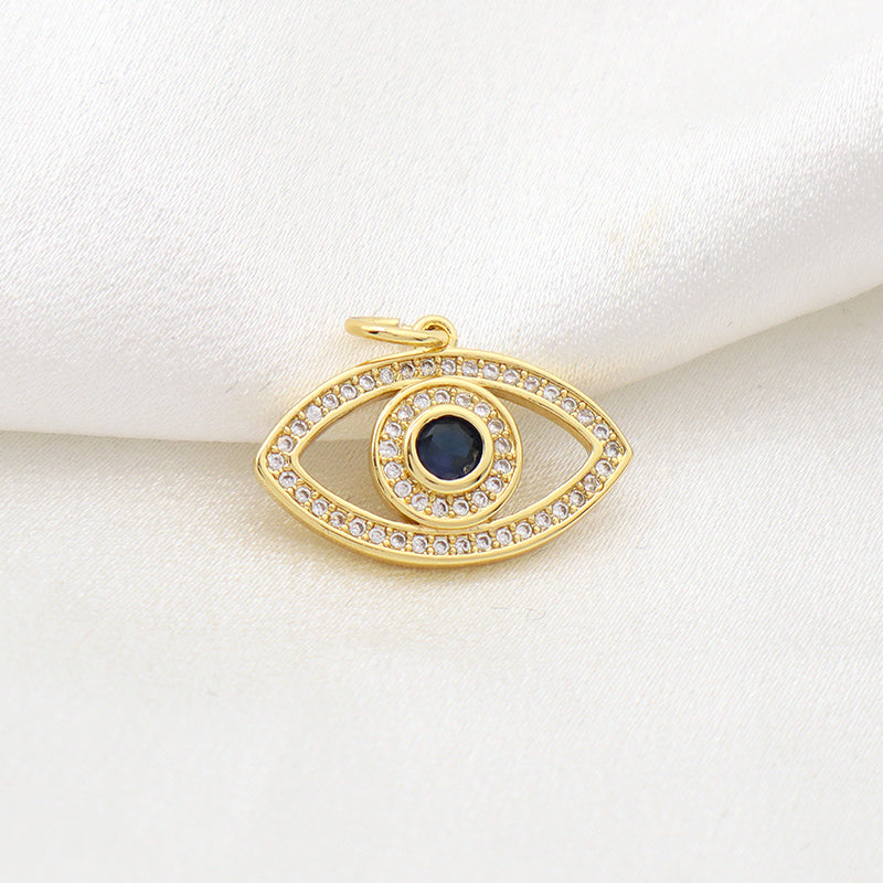 Diy Fashion Women Custom Wholesale CZ Turkish Evil Eyes Charm Jewelry Gold Plated Devil Eyes Pendant For Necklace Bracelet
