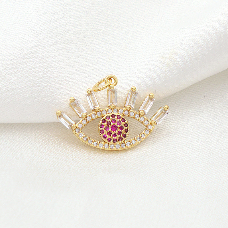 Hot Selling Customized Fashion Women Turkish Evil Eyes Jewelry Charm Diy Gold Plated CZ Devil Eyes Pendant For Bracelet Necklace
