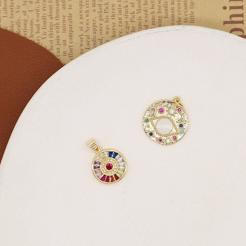 Manufacture Factory Wholesale Custom Sun Moon Eyes Charm Pendant Women CZ Enamel Gold Plated turkish evil eyes jewelry Pendant