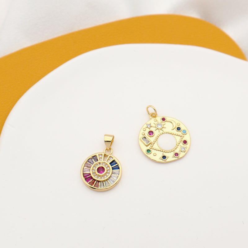 Manufacture Factory Wholesale Custom Sun Moon Eyes Charm Pendant Women CZ Enamel Gold Plated turkish evil eyes jewelry Pendant