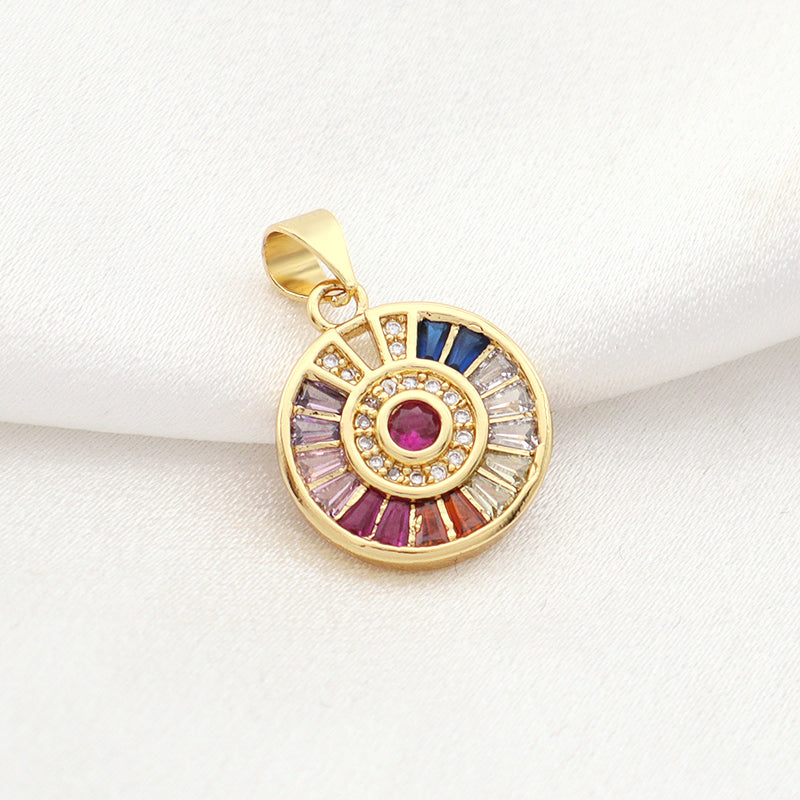 Manufacture Factory Wholesale Custom Sun Moon Eyes Charm Pendant Women CZ Enamel Gold Plated turkish evil eyes jewelry Pendant