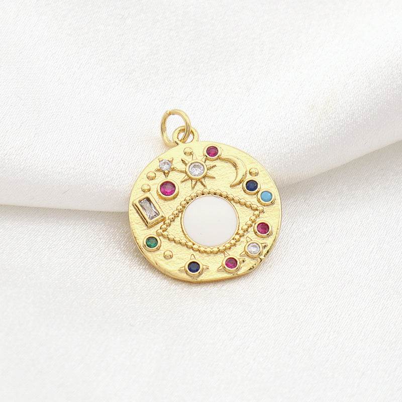 Manufacture Factory Wholesale Custom Sun Moon Eyes Charm Pendant Women CZ Enamel Gold Plated turkish evil eyes jewelry Pendant