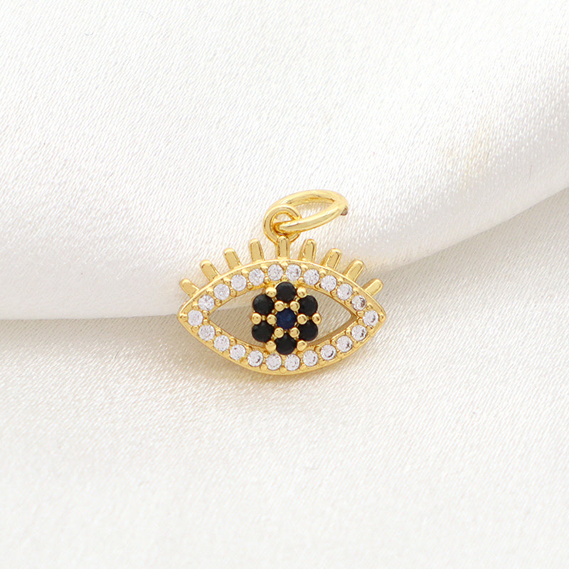 Wholesale Diy Fashion Women Custom CZ Devil Eyes Charm Jewelry Gold Plated Turkish Evil Eyes Charm Pendant For Necklace Bracelet