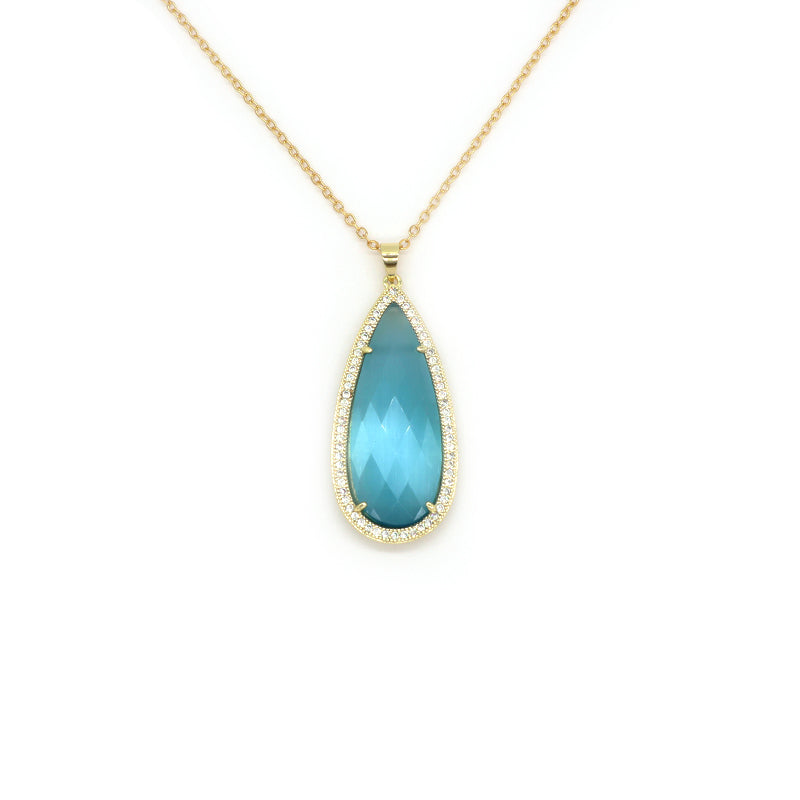 New Design Wholesale Manufacture Various Healing Stone Alloy Drop-shaped Charm Necklace Pendant Jewelry Drop-shaped Natural Stone Pendant