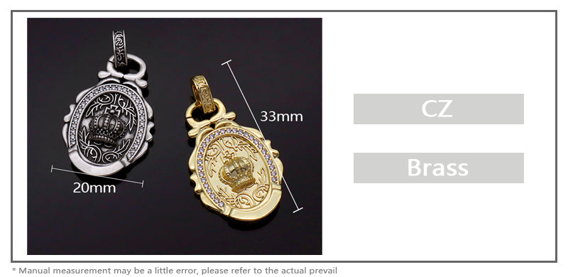 DIY New Design Manufacture Custom Factory Wholesale Women Men Round Charm Jewelry Gold Plated Vintage Crown Pendant For Necklace