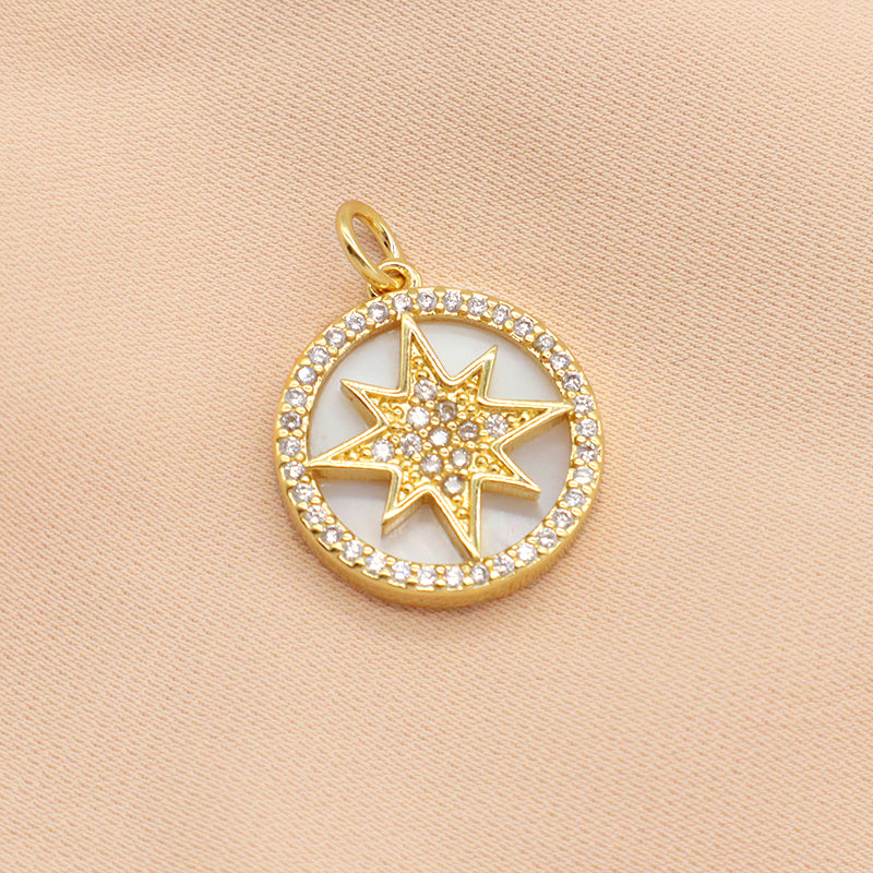 Wholesale New Fashionable Custom China Factory Angle Charm Necklace Pendant CZ Gold Plated Round Shell Angle Pendant For Jewelry