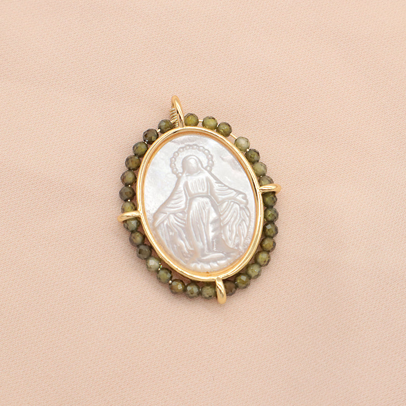 Newest Wholesale Custom Jewelry Various Color Shell Charm Pendant Gold Plated Natural Stone Shell Necklace Pendant