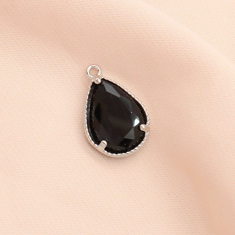 DIY Wholesale Custom Manufacture Factory Charm Women Glass Crystal CZ Gold Plated Waterdrop Pendant For Jewelry Accessories