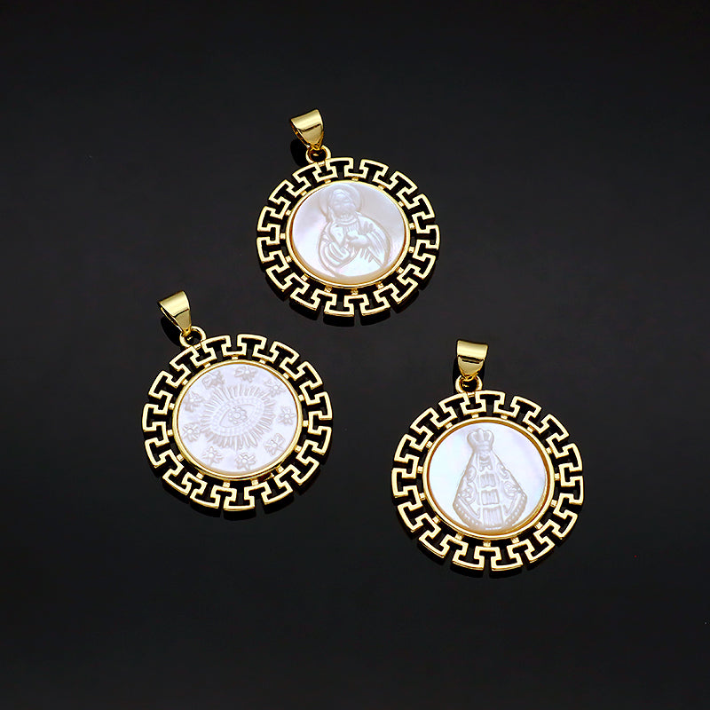 Shell Charm Pendant Jewelry Factory Custom Patterned Edges Pendant Gold Plated Natural Shell Necklace Pendant