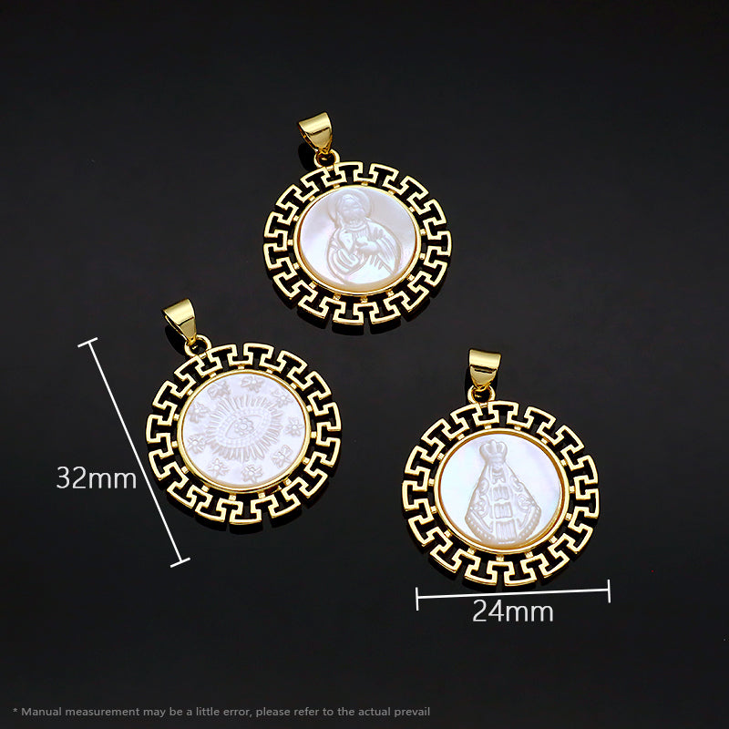 Shell Charm Pendant Jewelry Factory Custom Patterned Edges Pendant Gold Plated Natural Shell Necklace Pendant
