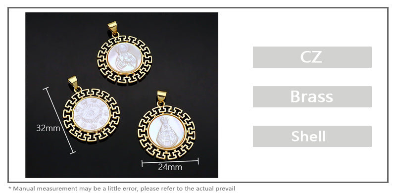 Shell Charm Pendant Jewelry Factory Custom Patterned Edges Pendant Gold Plated Natural Shell Necklace Pendant