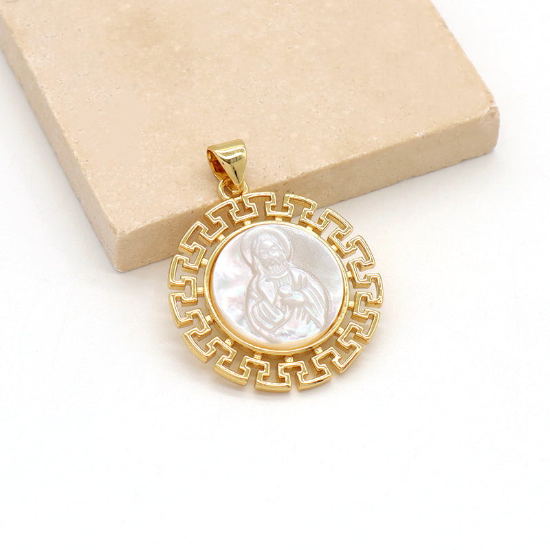 Shell Charm Pendant Jewelry Factory Custom Patterned Edges Pendant Gold Plated Natural Shell Necklace Pendant