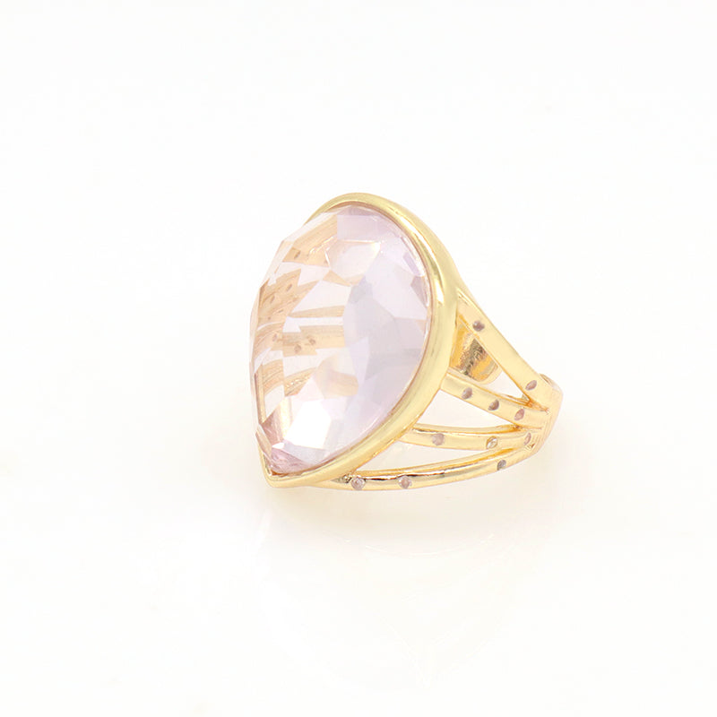 Adjustable Opening Gemstone Finger Ring Customized Wholesale Fashion Gift Gold Plated Water Drop Natural Stone Ring For Women