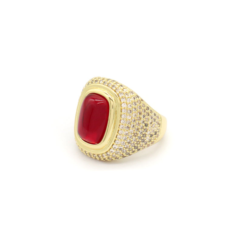 Wholesale Factory Custom Adjustable Opening Finger Ring Gift Jewelry Gold Plated Red Pink Blue Glass Crystal Ring For Women