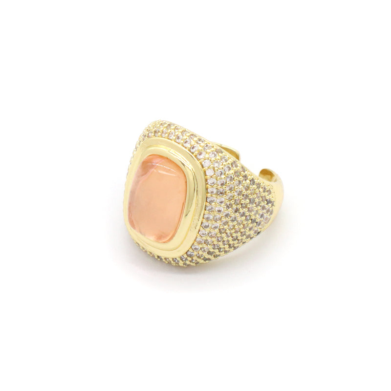 Wholesale Factory Custom Adjustable Opening Finger Ring Gift Jewelry Gold Plated Red Pink Blue Glass Crystal Ring For Women