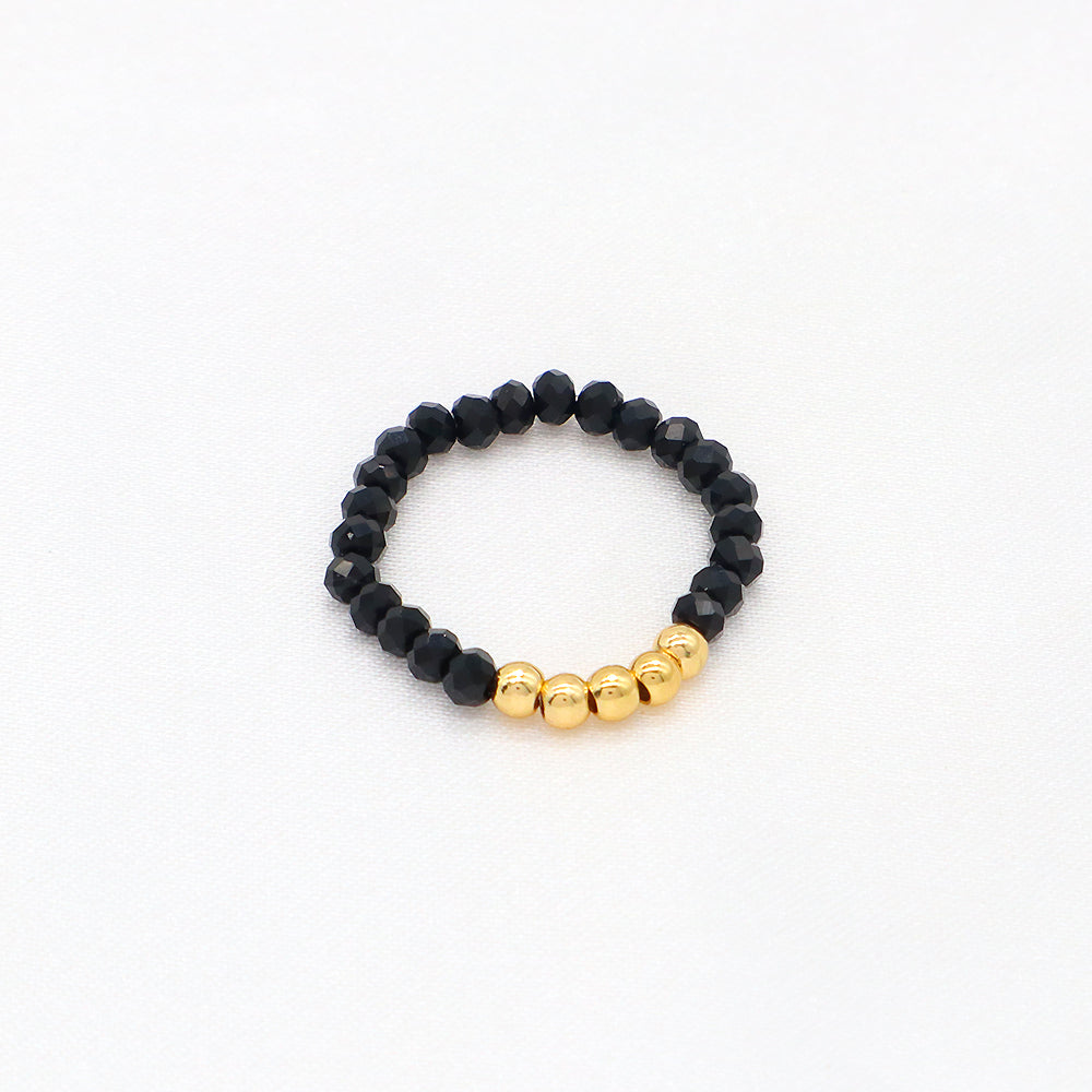 OEM Customized Handmade Colorful Beaded Finger Ring Glass Crystal Beaded Elastic Ring