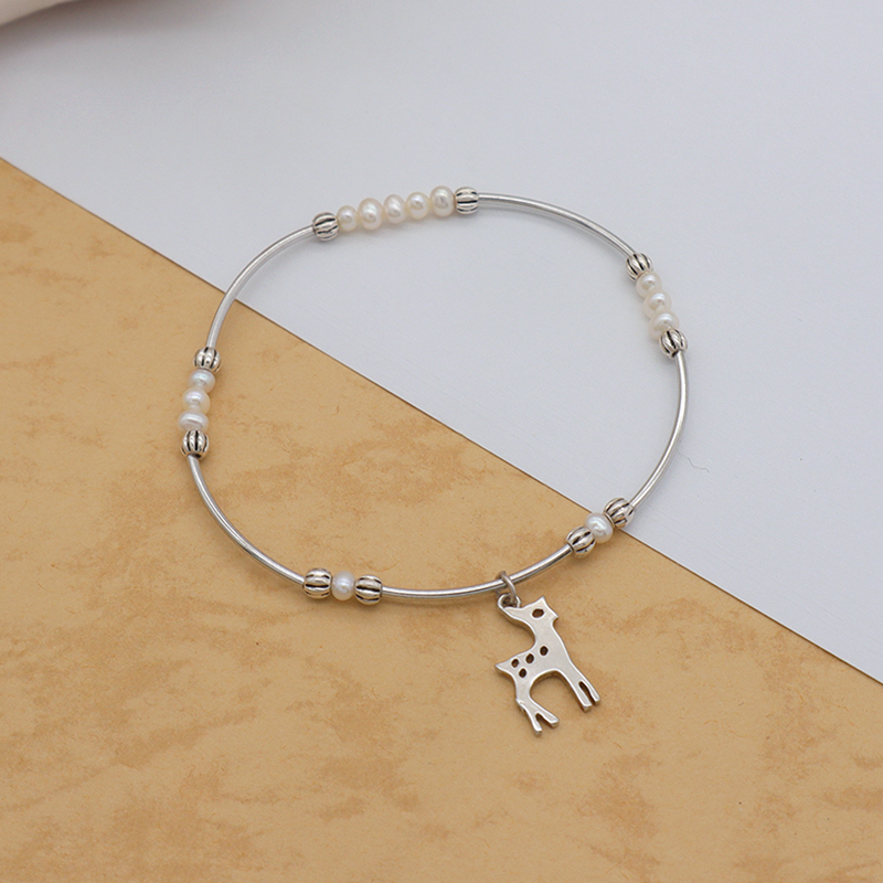 Ttrendy Bracelet High Quality Natural Fresh Water Pearl 925 Sterling Silver Bracelets Beaded Bracelet