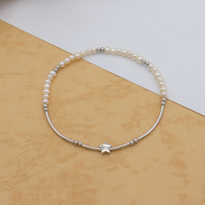 Ttrendy Bracelet High Quality Natural Fresh Water Pearl 925 Sterling Silver Bracelets Beaded Bracelet